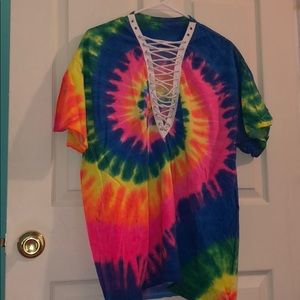 Tie-Dye lace up T-shirt
